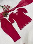 DESIGNER NATURAL CREPE EMBROIDERY AND MOTI WORK TOP PATIYALA WITH DUPATTA FESTIVE WEAR WHOLESALE PRICE ETHNIC GARMENT (11)