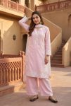DESIGNER NATURAL SILK EMBROIDRY WORK WITH HEAVY PERAL MOTI HAND WORK TOP PALAZZO WITH DUPATTA FESTIVE WEAR WHOLESALE PRICE ETHNIC GARMENT (8)