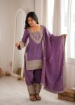 DESIGNER NC VICHITRA SILK EMBROIDERY SEQUENCE DORI AND JARI WORK TOP PATIYALA WITH DUPATTA FESTIVE WEAR WHOLESALE PRICE ETHNIC GARMENT(14)