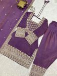 DESIGNER NC VICHITRA SILK EMBROIDERY SEQUENCE DORI AND JARI WORK TOP PATIYALA WITH DUPATTA FESTIVE WEAR WHOLESALE PRICE ETHNIC GARMENT(14)