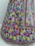 DESIGNER NET EMBROIDERY WITH REAL MIRROR WORK LEHENGA CHOLI WITH DUPATTA BRIDE WEAR WHOLESALE PRICE ETHNIC GARMENT (2)