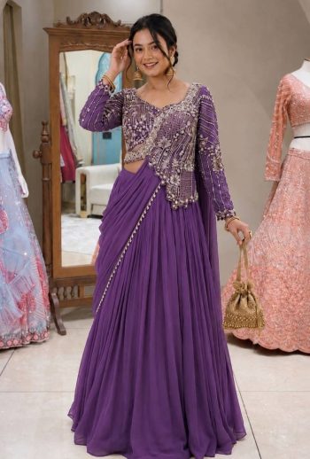 DESIGNER RANGOLI EMBROIDERY SEQUENCE WORK  LEHENGA CHOLI WITH DUPATTA WINE