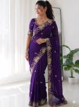 DESIGNER RANGOLI SILK EMBROIDERY WORK SAREE WITH UNSTITCHED BLOUSE WEDDING WEAR WHOLESALE PRICE ETHNIC GARMENT (1)
