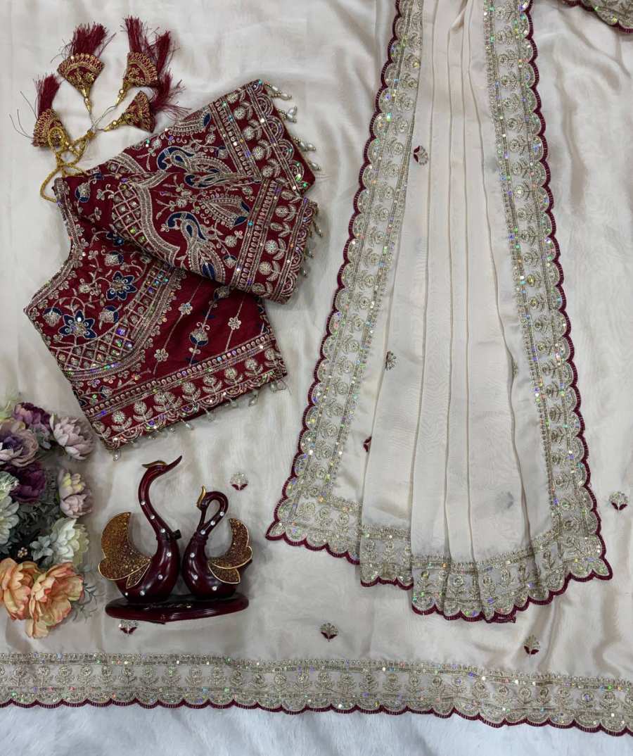 DESIGNER RANGOLI SILK SEQUENCE EMBROIDERY WORK SAREE WITH UNSTITCHED BLOUSE WEDDING WEAR WHOLESALE PRICE ETHNIC GARMENT (10)