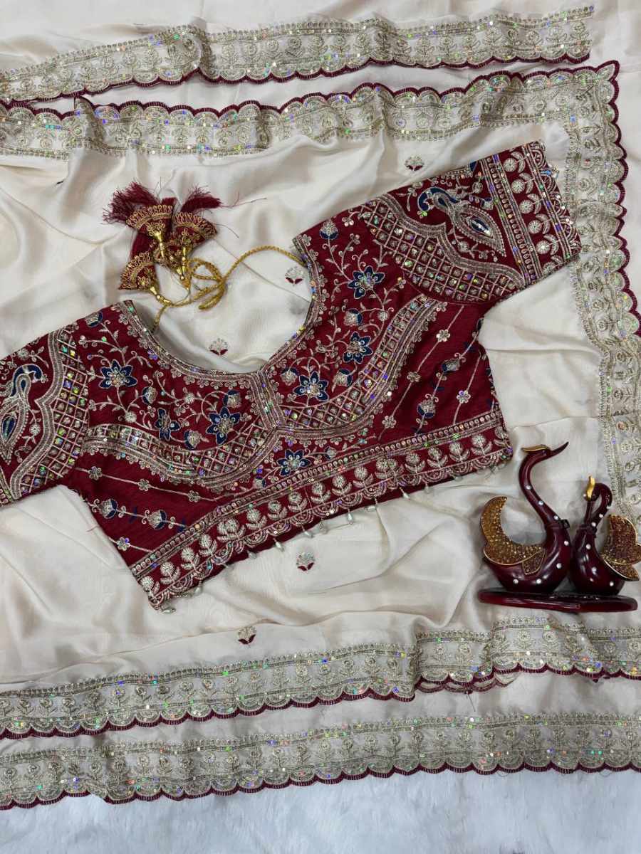 DESIGNER RANGOLI SILK SEQUENCE EMBROIDERY WORK SAREE WITH UNSTITCHED BLOUSE WEDDING WEAR WHOLESALE PRICE ETHNIC GARMENT (9)