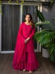 DESIGNER RAYON THREAD EMBROIDERY WORK TOP SHARARA WITH DUPATTA WEDDING WEAR WHOLESALE PRICE ETHNIC GARMENT (8)