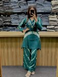DESIGNER RUSSIAN SILK HANDWORK CO ORD SET SKY