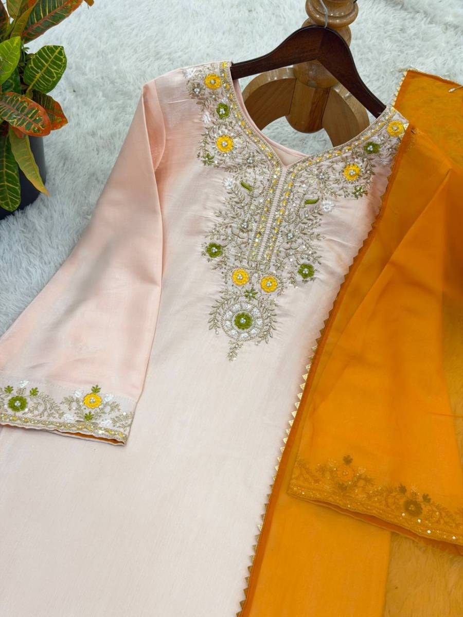 DESIGNER SATIN GLASS EMBROIDERY THREAD WORK WITH MOTI WORK TOP PATIYALA WITH DUPATTA FESTIVE WEAR WHOLESALE PRICE ETHNIC GARMENT (1)