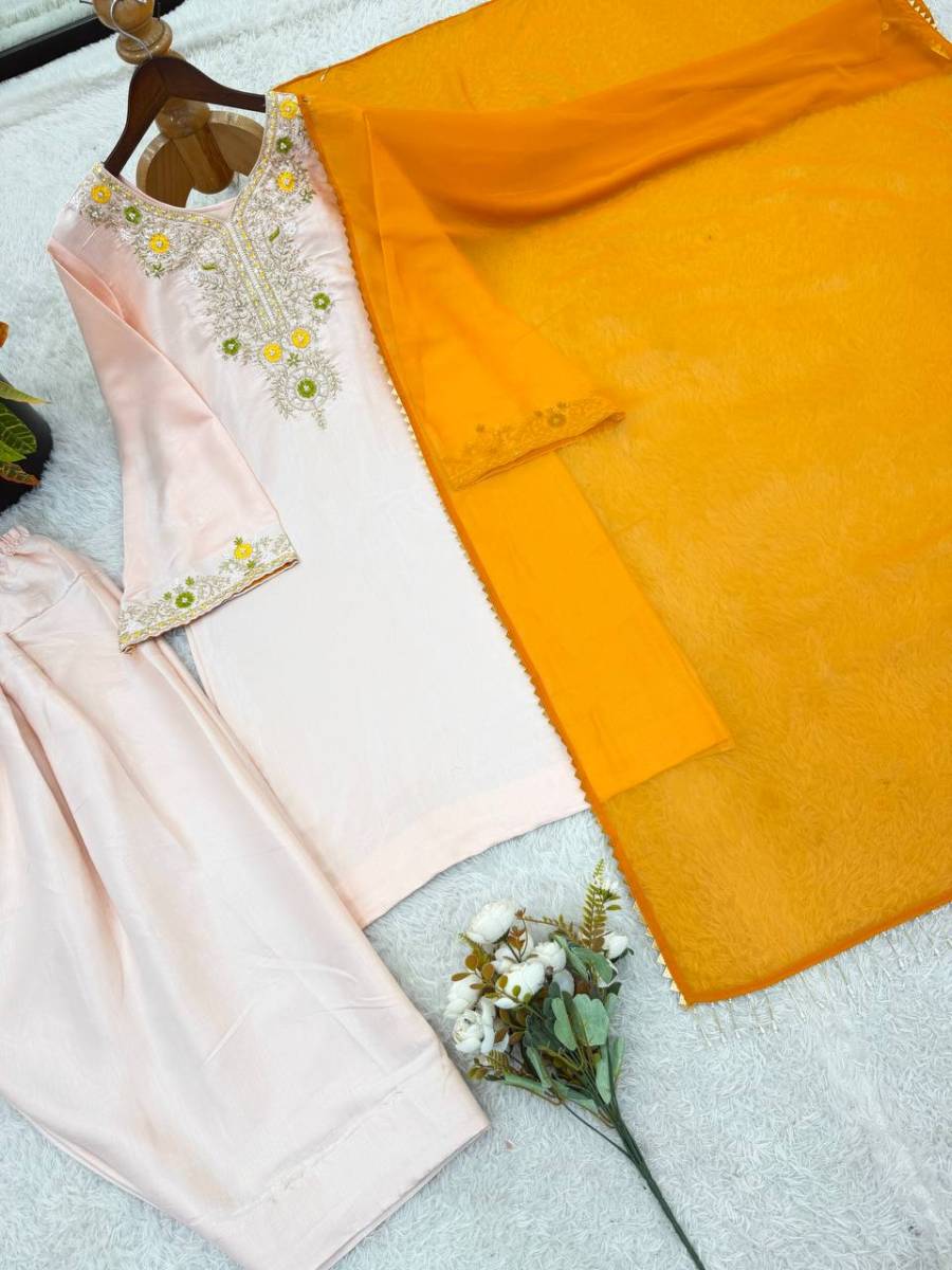 DESIGNER SATIN GLASS EMBROIDERY THREAD WORK WITH MOTI WORK TOP PATIYALA WITH DUPATTA FESTIVE WEAR WHOLESALE PRICE ETHNIC GARMENT (7)