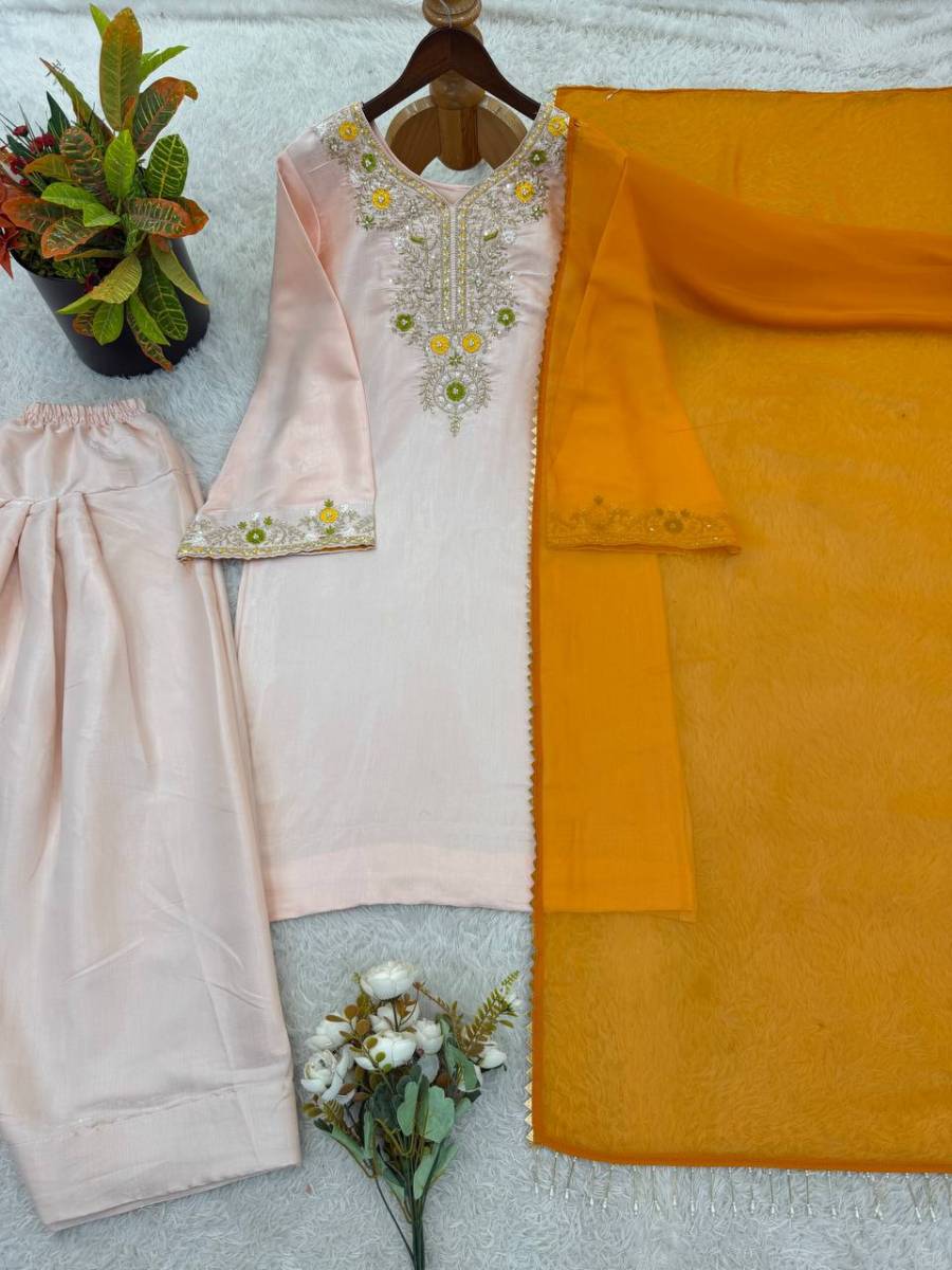 DESIGNER SATIN GLASS EMBROIDERY THREAD WORK WITH MOTI WORK TOP PATIYALA WITH DUPATTA FESTIVE WEAR WHOLESALE PRICE ETHNIC GARMENT (9)