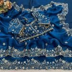 DESIGNER SATIN SILK SEQUENCE AND ZARI EMBROIDERY WORK WITH CUTWORK BORDER SAREE WITH STITCHED BLOUSE WEDDING WEAR WHOLESALE PRICE ETHNIC GARMENT (12)