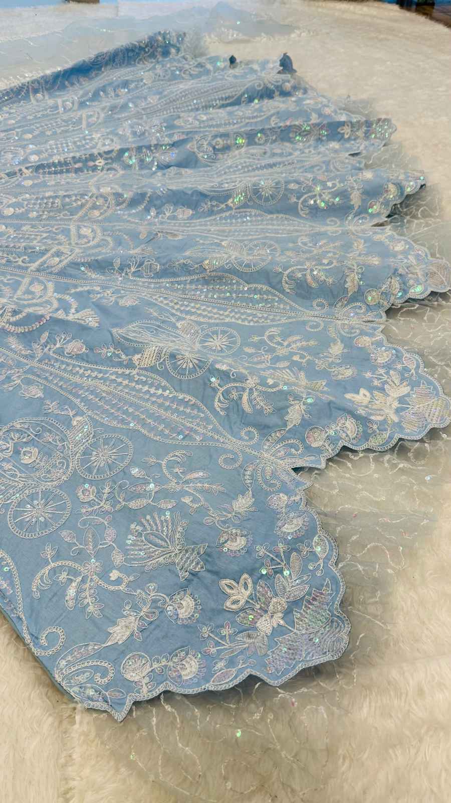 DESIGNER SLUB SILK RESHAM DORI & RAINBOW SEQUENCE WORK LEHENGA CHOLI WITH DUPATTA RECEPTION WEAR WHOLESALE PRICE ETHNIC GARMENT (1)
