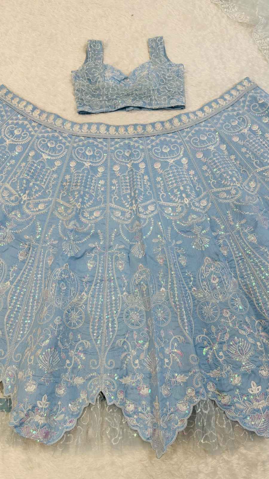 DESIGNER SLUB SILK RESHAM DORI & RAINBOW SEQUENCE WORK LEHENGA CHOLI WITH DUPATTA RECEPTION WEAR WHOLESALE PRICE ETHNIC GARMENT (5)