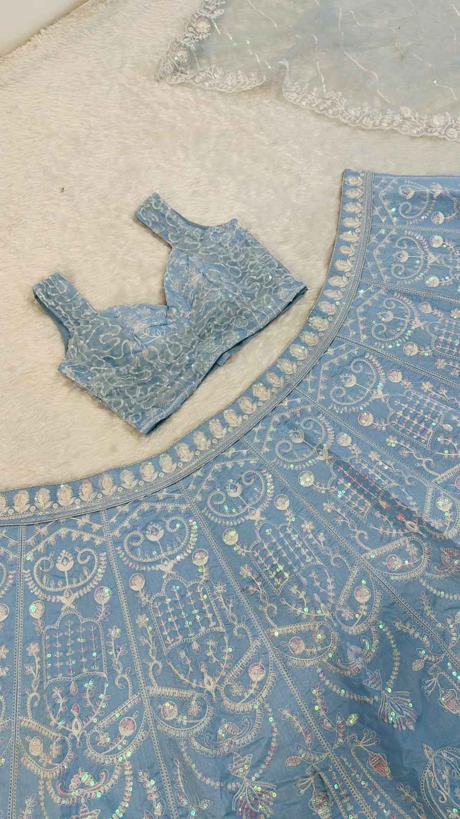 DESIGNER SLUB SILK RESHAM DORI & RAINBOW SEQUENCE WORK LEHENGA CHOLI WITH DUPATTA RECEPTION WEAR WHOLESALE PRICE ETHNIC GARMENT (6)