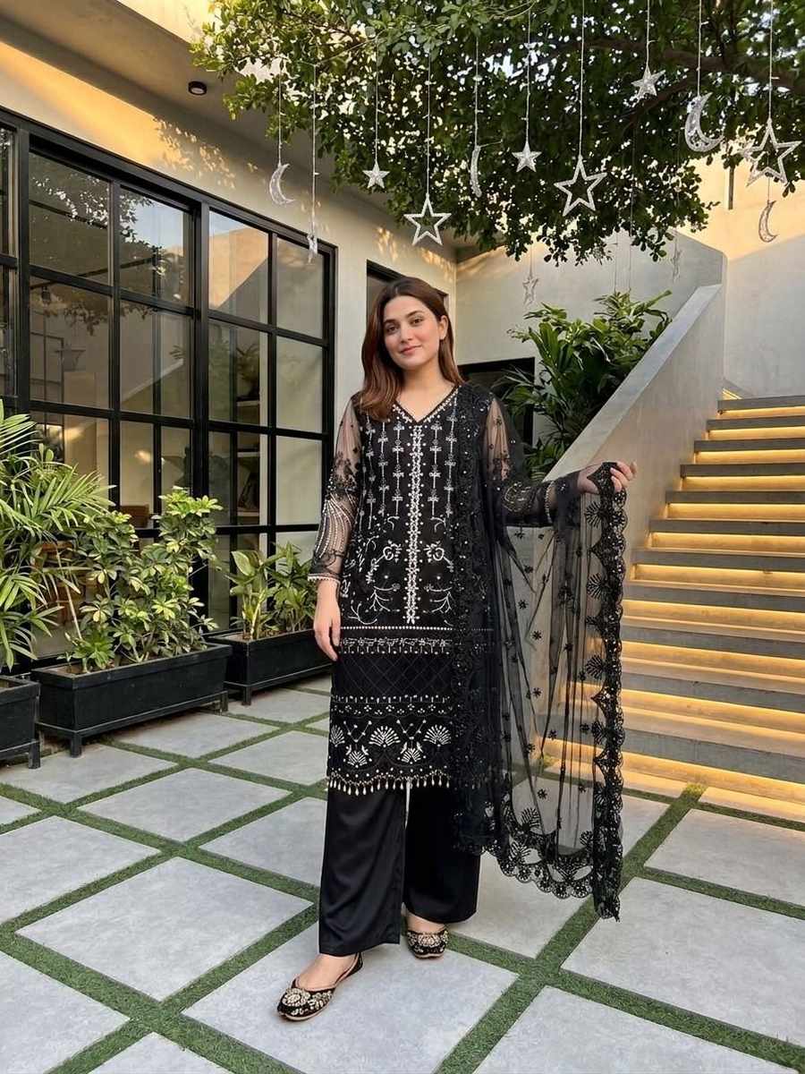 DESIGNER SOFT NET SEQUENCE WITH PEARL HAND WORK TOP PALAZZO WITH DUPATTA FESTIVE WEAR WHOLESALE PRICE ETHNIC GARMENT (2)