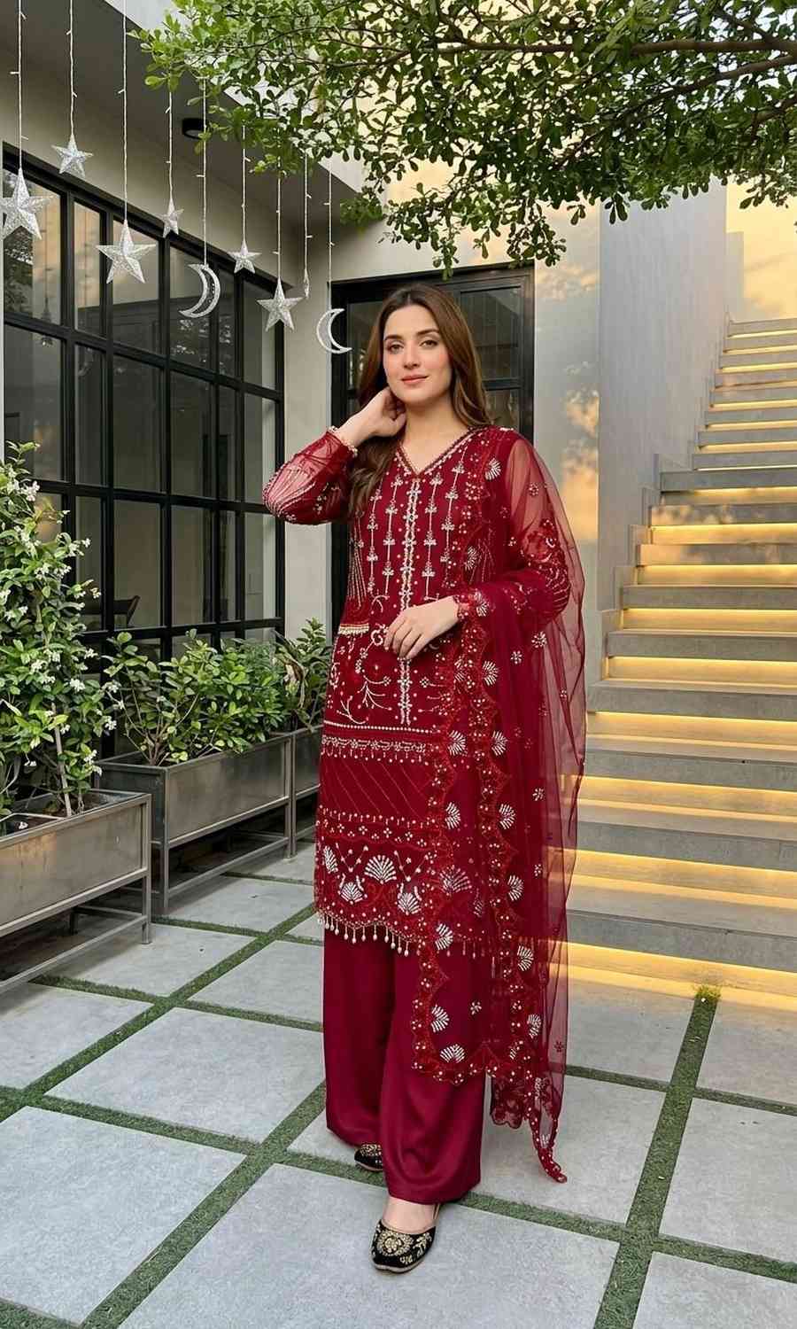 DESIGNER SOFT NET SEQUENCE WITH PEARL HAND WORK TOP PALAZZO WITH DUPATTA FESTIVE WEAR WHOLESALE PRICE ETHNIC GARMENT (9)