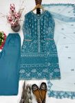 DESIGNER SOFT NET SEQUENCE WITH PEARL HAND WORK TOP PALAZZO WITH DUPATTA WEDDING WEAR WHOLESALE PRICE ETHNIC GARMENT (9)