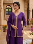 DESIGNER VICHITRA SILK EMBROIDERY, SEQUENCE & CODING WORK TOP PALAZZO WITH DUPATTA FESTIVE WEAR WHOLESALE PRICE ETHNIC GARMENT (8)