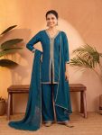 DESIGNER VICHITRA SILK EMBROIDERY, SEQUENCE & CODING WORK TOP PALAZZO WITH DUPATTA FESTIVE WEAR WHOLESALE PRICE ETHNIC GARMENT (17)