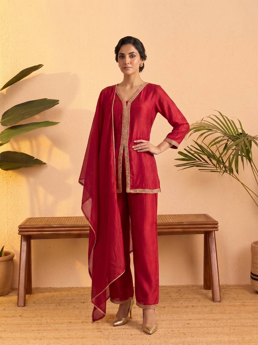 DESIGNER VICHITRA SILK EMBROIDERY, SEQUENCE & CODING WORK TOP PALAZZO WITH DUPATTA FESTIVE WEAR WHOLESALE PRICE ETHNIC GARMENT (2)