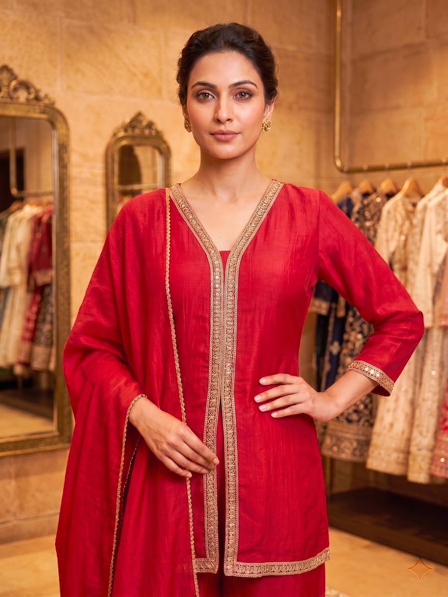 DESIGNER VICHITRA SILK EMBROIDERY, SEQUENCE & CODING WORK TOP PALAZZO WITH DUPATTA FESTIVE WEAR WHOLESALE PRICE ETHNIC GARMENT (5)