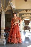DESIGNER VICHITRA SILK SEQUENCE AND THREAD EMBROIDERY WORK LEHENGA CHOLI WITH DUPATTA WEDDING WEAR WHOLESALE PRICE ETHNIC GARMENT (10)