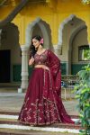 DESIGNER VICHITRA SILK SEQUENCE AND THREAD EMBROIDERY WORK LEHENGA CHOLI WITH DUPATTA WEDDING WEAR WHOLESALE PRICE ETHNIC GARMENT (2)