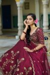 DESIGNER VICHITRA SILK SEQUENCE AND THREAD EMBROIDERY WORK LEHENGA CHOLI WITH DUPATTA WEDDING WEAR WHOLESALE PRICE ETHNIC GARMENT (2)