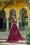 DESIGNER VICHITRA SILK SEQUENCE AND THREAD EMBROIDERY WORK LEHENGA CHOLI WITH DUPATTA WEDDING WEAR WHOLESALE PRICE ETHNIC GARMENT (2)