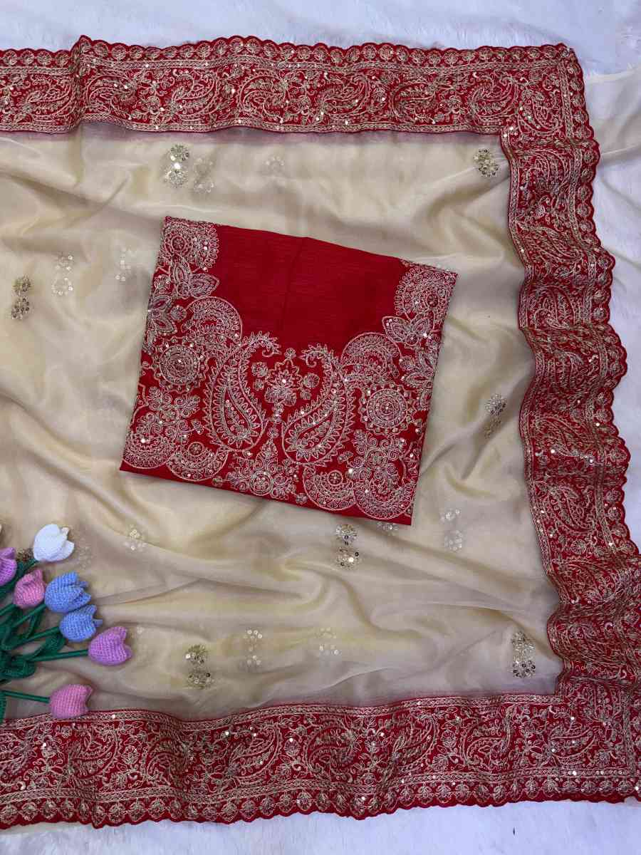 DESIGNER ZIPSY SILK SEQUENCE AND DORI EMBROIDERY WORK SAREE WITH UNSTITCHED BLOUSE WEDDING WEAR WHOLESALE PRICE ETHNIC GARMENT (10)