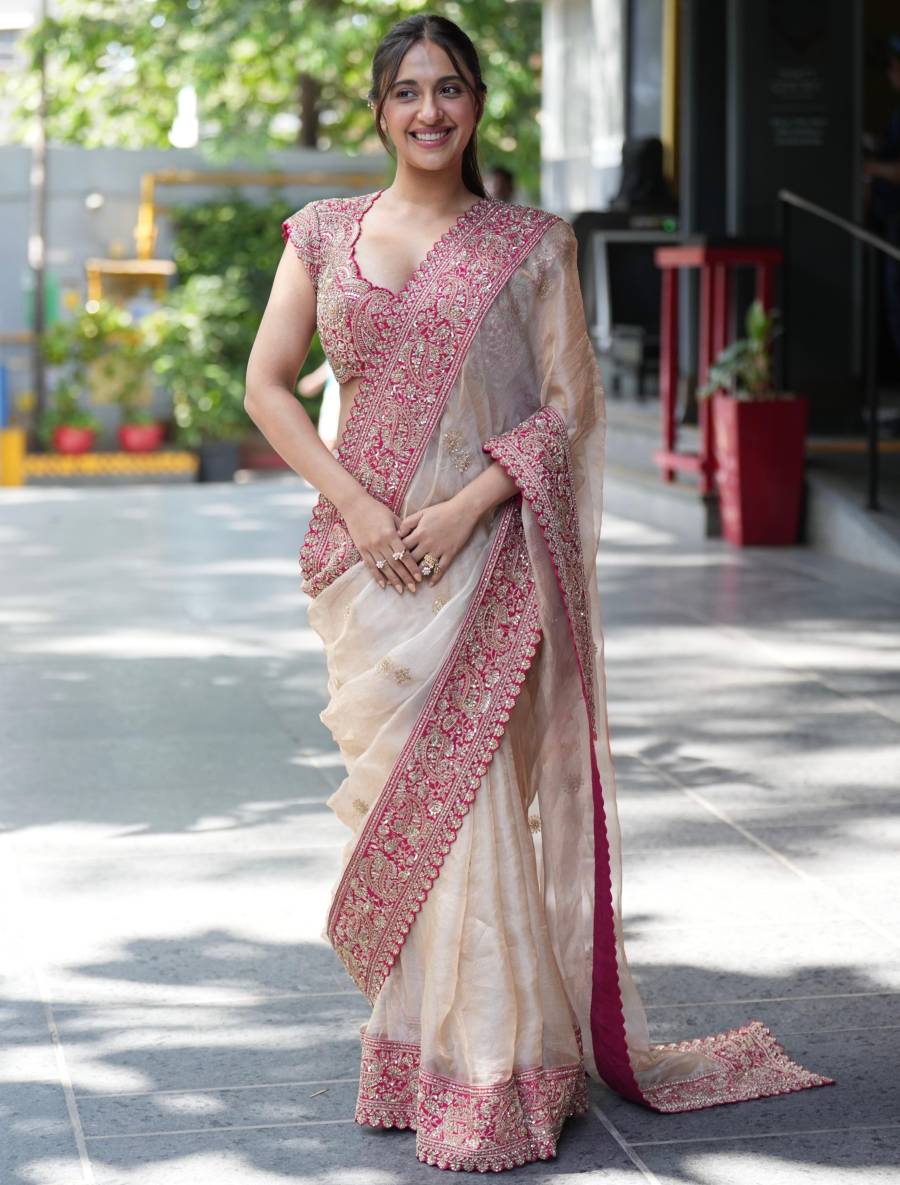 DESIGNER ZIPSY SILK SEQUENCE AND DORI EMBROIDERY WORK SAREE WITH UNSTITCHED BLOUSE WEDDING WEAR WHOLESALE PRICE ETHNIC GARMENT (5)
