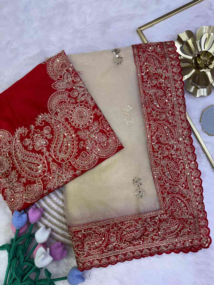 DESIGNER ZIPSY SILK SEQUENCE AND DORI EMBROIDERY WORK SAREE WITH UNSTITCHED BLOUSE WEDDING WEAR WHOLESALE PRICE ETHNIC GARMENT (8)