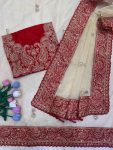 DESIGNER ZIPSY SILK SEQUENCE AND DORI EMBROIDERY WORK SAREE WITH UNSTITCHED BLOUSE WEDDING WEAR WHOLESALE PRICE ETHNIC GARMENT (5)