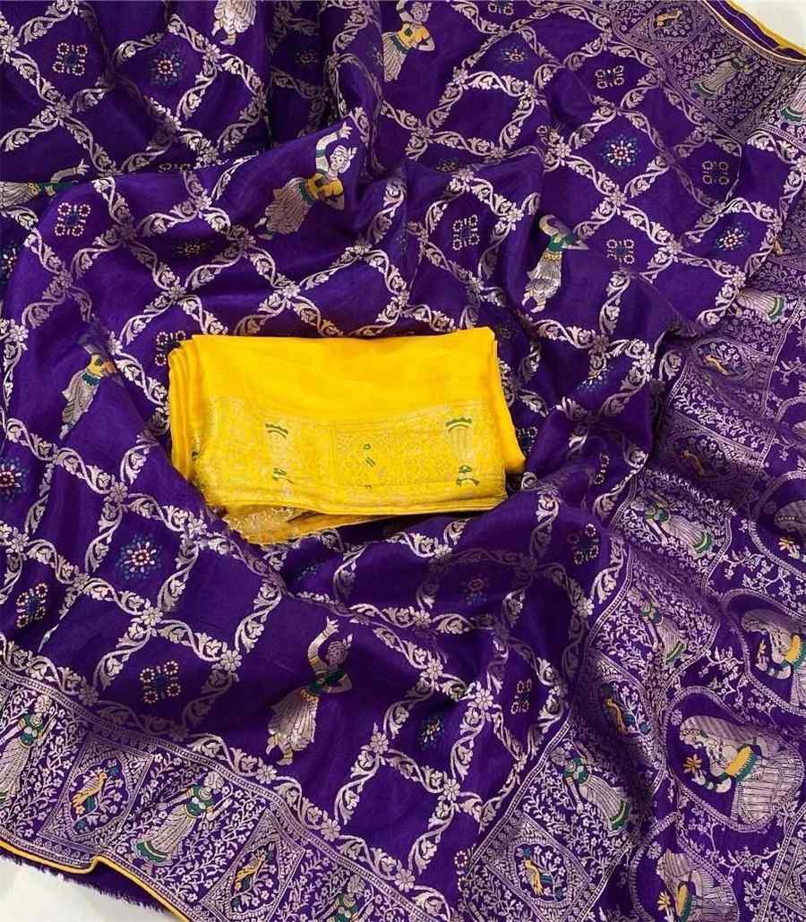 FABULOUS DHOLA SILK WEAVING RICH ZARI WOOVEN SAREE WITH UNSTITCHED BLOUSE WEDDING WEAR WHOLESALE PRICE ETHNIC GARMENT (1)