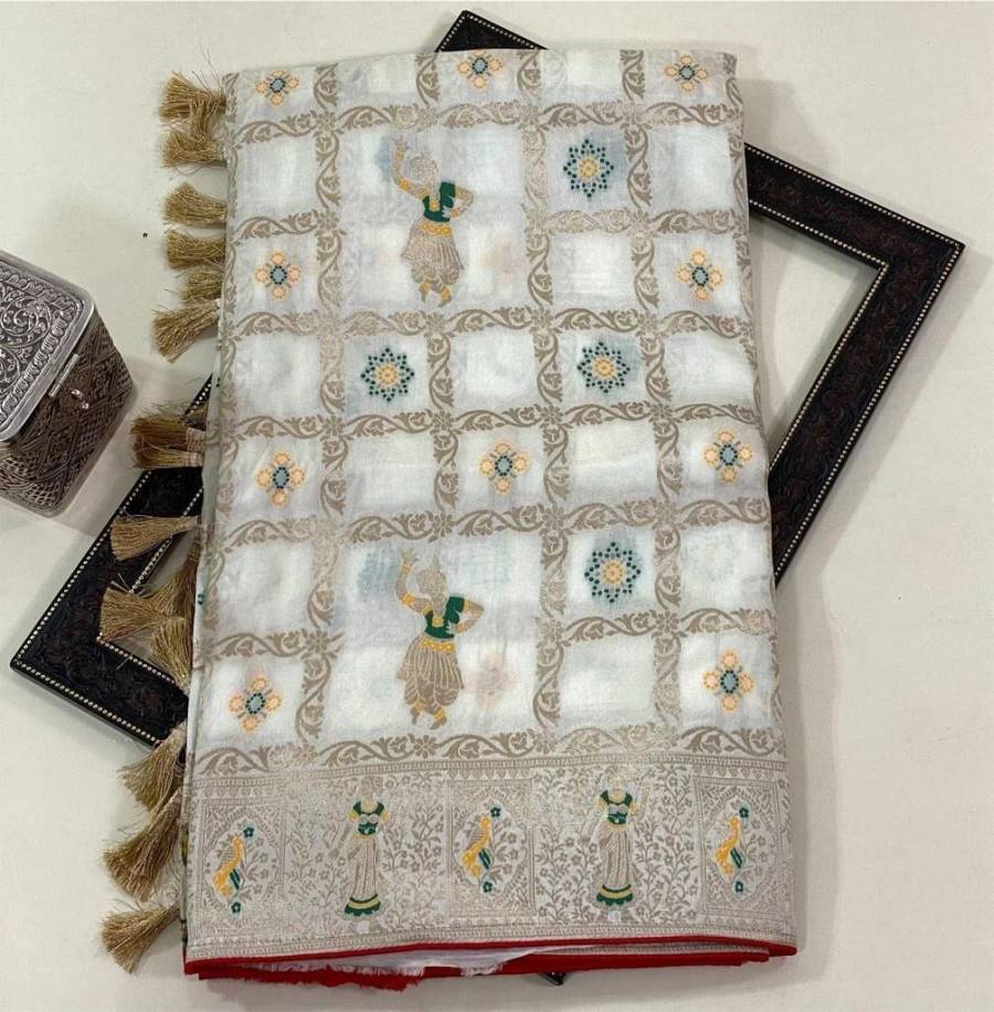 FABULOUS DHOLA SILK WEAVING RICH ZARI WOOVEN SAREE WITH UNSTITCHED BLOUSE WEDDING WEAR WHOLESALE PRICE ETHNIC GARMENT (5)
