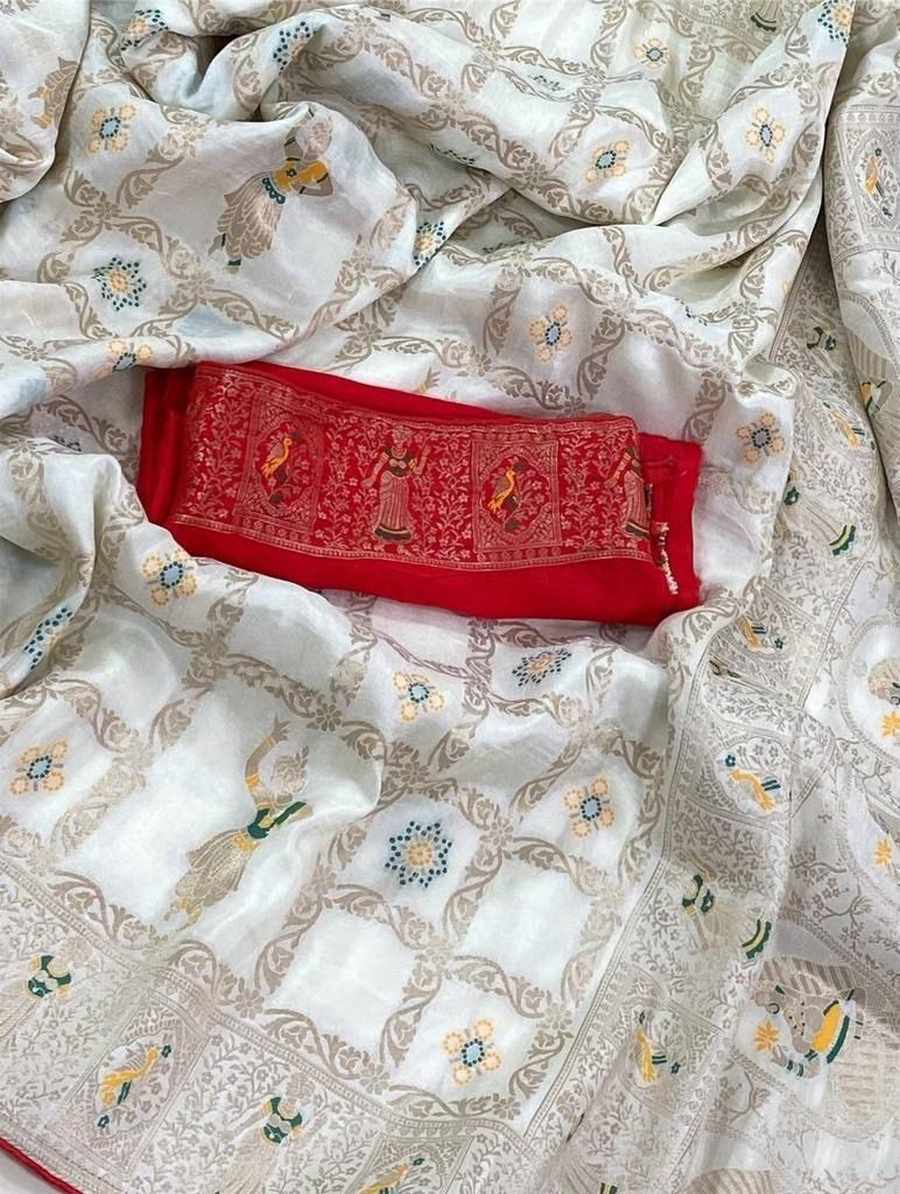 FABULOUS DHOLA SILK WEAVING RICH ZARI WOOVEN SAREE WITH UNSTITCHED BLOUSE WEDDING WEAR WHOLESALE PRICE ETHNIC GARMENT (8)
