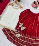 FABULOUS VICHITRA SILK SEQUINS ZARI EMBROIDERED WORK TOP LEHENGA WITH DUPATTA WEDDING WEAR WHOLESALE PRICE ETHNIC GARMENT (22)