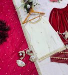 FABULOUS VICHITRA SILK SEQUINS ZARI EMBROIDERED WORK TOP LEHENGA WITH DUPATTA WEDDING WEAR WHOLESALE PRICE ETHNIC GARMENT (22)