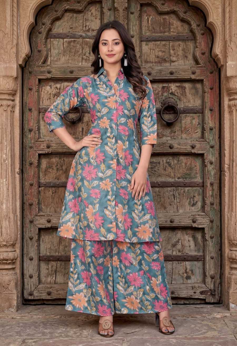 FANCY CAMBRIC COTTON FLORAL PRINT WORK CO-ORD SET DAILY WEAR WHOLESALE PRICE ETHNIC GARMENT (6)