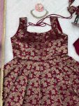 FANCY CHANDERI JACQUARD BUTTI THREAD WITH SEQUENCE WORK GOWN BOTTOM WITH DUPATTA WEDDING WEAR WHOLESALE PRICE ETHNIC GARMENT (13)
