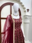 FANCY CHANDERI JACQUARD BUTTI THREAD WITH SEQUENCE WORK GOWN BOTTOM WITH DUPATTA WEDDING WEAR WHOLESALE PRICE ETHNIC GARMENT (13)