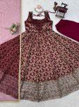 FANCY CHANDERI JACQUARD BUTTI THREAD WITH SEQUENCE WORK GOWN BOTTOM WITH DUPATTA WEDDING WEAR WHOLESALE PRICE ETHNIC GARMENT (13)