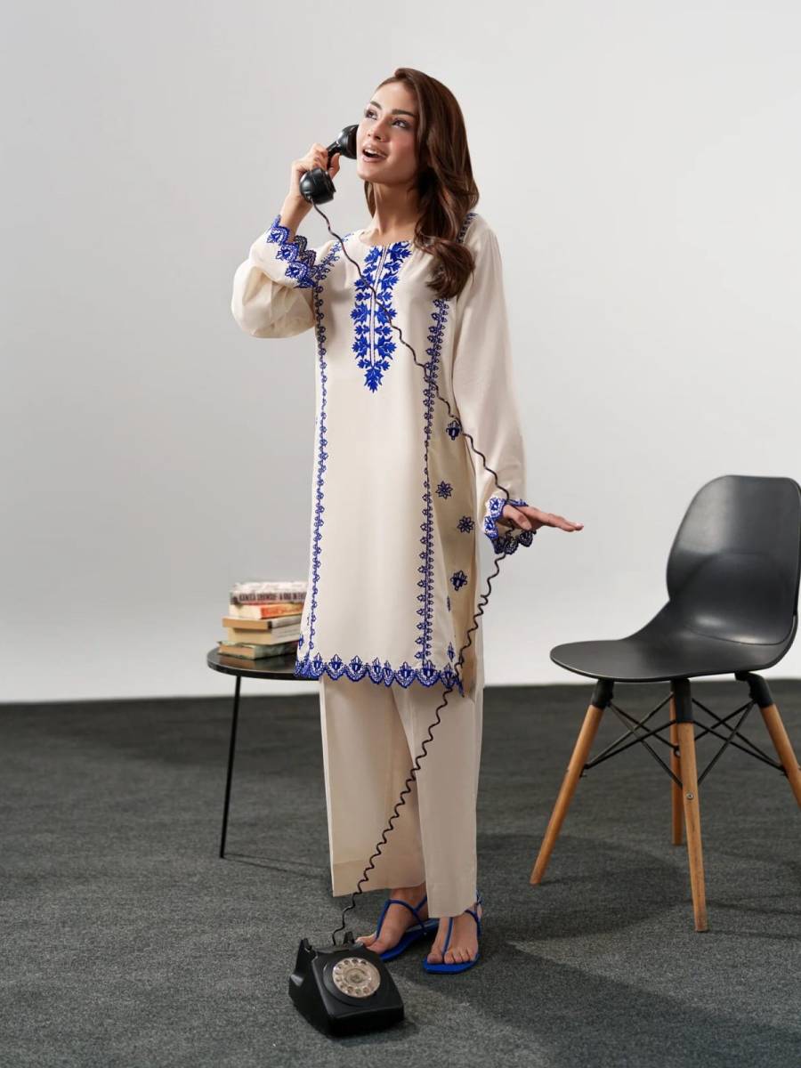 FANCY CHANDERI SILK EMBROIDERY WORK TOP BOTTOM SET OFFICE WEAR WHOLESALE PRICE ETHNIC GARMENT (10)
