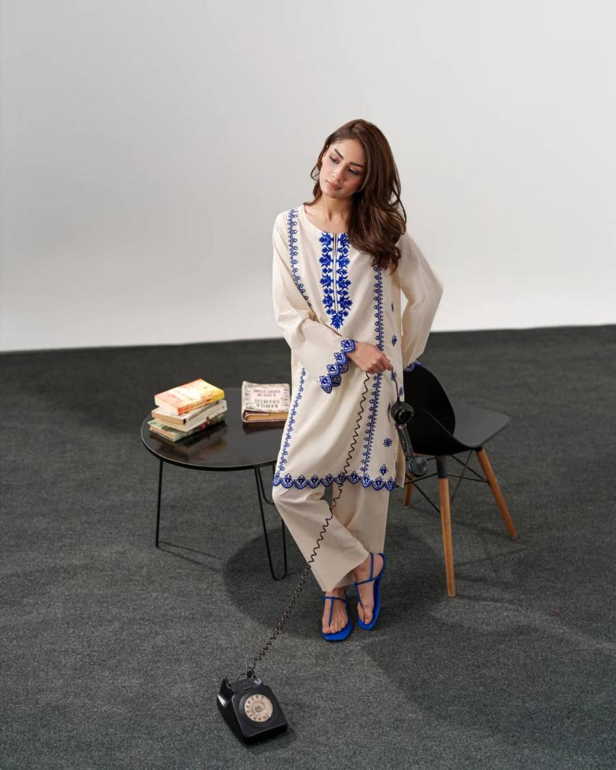 FANCY CHANDERI SILK EMBROIDERY WORK TOP BOTTOM SET OFFICE WEAR WHOLESALE PRICE ETHNIC GARMENT (6)