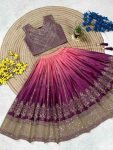 FANCY CHINON SILK SEQUENCE EMBROIDERY WORK KID’S LEHENGA CHOLI WITH DUPATTA FESTIVE WEAR WHOLESALE PRICE ETHNIC GARMENT (3)