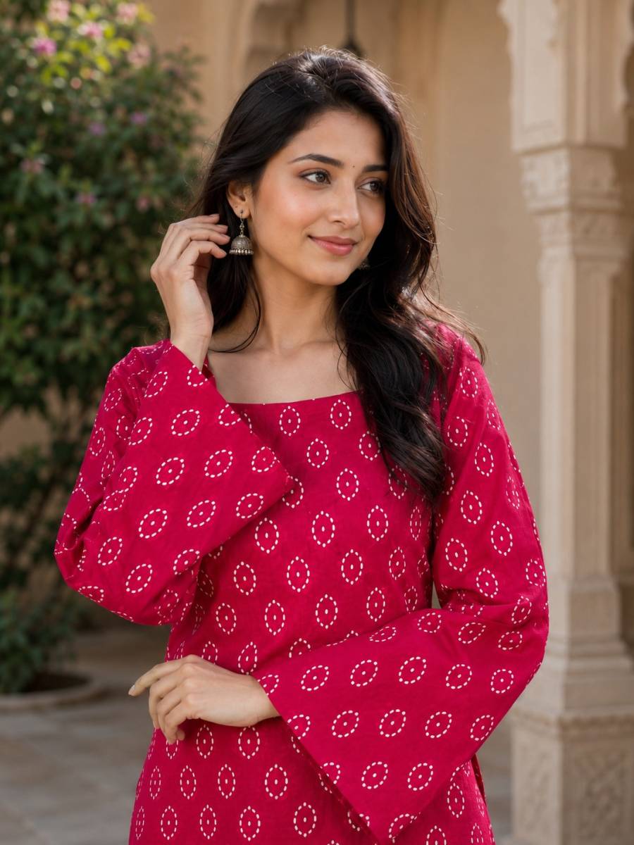 FANCY COTTON BANDHEJ PRINT WORK TOP PATIYALA SET DAILY WEAR WHOLESALE PRICE ETHNIC GARMENT (10)