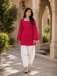 FANCY COTTON BANDHEJ PRINT WORK TOP PATIYALA SET RANI