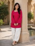 FANCY COTTON BANDHEJ PRINT WORK TOP PATIYALA SET DAILY WEAR WHOLESALE PRICE ETHNIC GARMENT (8)