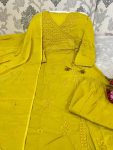 FANCY COTTON CHIKANKARI EMBROIDERY WITH COTTON THREAD WORK TOP BOTTOM WITH DUPATTA FESTIVE WEAR WHOLESALE PRICE ETHNIC GARMENT (3)