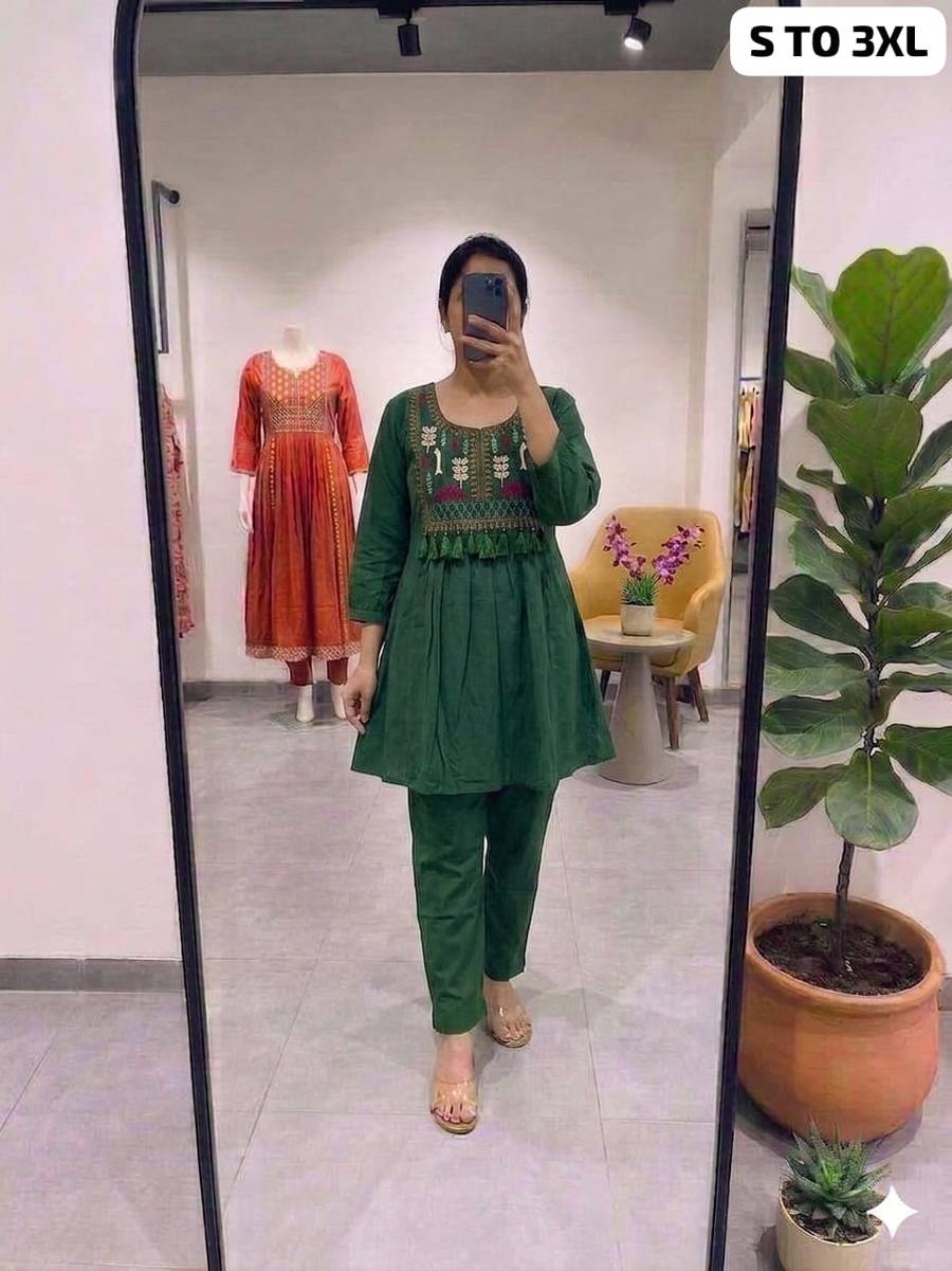 FANCY COTTON EMBROIDERY WORK CO-ORD SET DAILY WEAR WHOLESALE PRICE ETHNIC GARMENT (1)